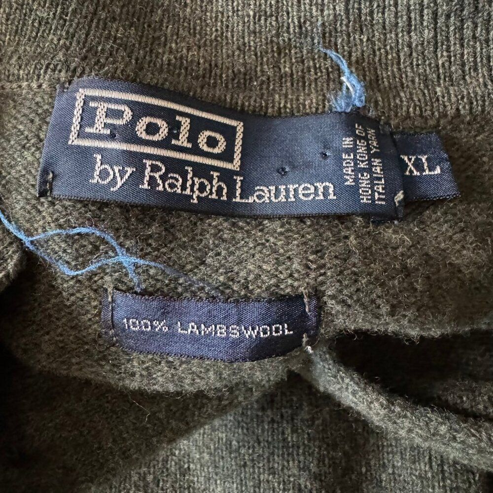 Vintage Mens 1990s Polo Ralph Lauren Lambswool Teal Green Collared Sweater XL - Picture 2 of 8